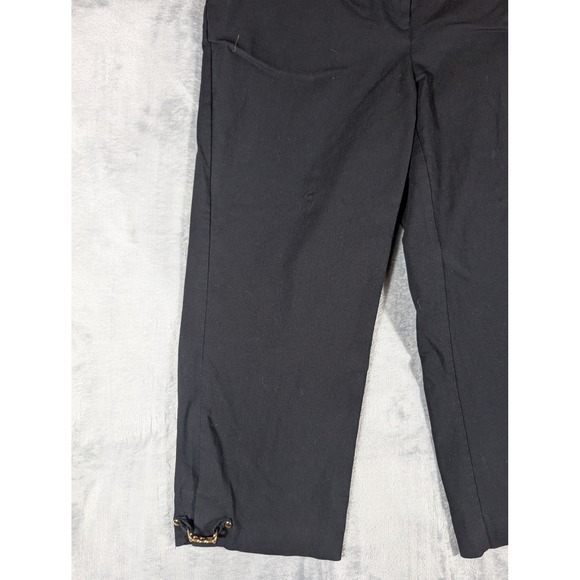 JM Collection Womens Black Cropped Trousers Gold Chain Hem Detail Size 12 - Picture 3 of 13